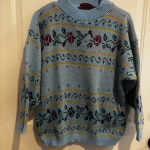 Vintage Cottage Core Nordic Garden Sweater Made in USA Medium